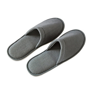Pantoufles d'hôtel à semelle EVA de qualité supérieure en gris et blanc-Pantoufle <span class=keywords><strong>jetable</strong></span> en coton épais OEM et ODM - Product Image 4