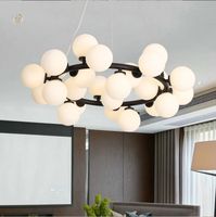 Luxe Lumineux Simple L Nordique Ingénierie Creative Verre Scandinave Boule De Lait Lustre Pendentif Lumière Lampe Pour Salon