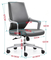 Chaise de bureau exécutive moderne ergonomique confortable à hauteur réglable avec base en acier et revêtement en cuir PU pivotante pour la maison et les bureaux professionnels
