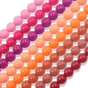 HX中国珠子厂10毫米精美无缝彩色粉色珠子用于珠宝制作