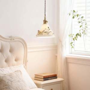 French Country Style Pendant <b>Light</b> 200x280mm LED E27 Gold Round <b>Single</b> Head For Bedroom Living Room Study - Product Image 2