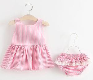 Fabricante Chino, Venta al por Mayor, Conjunto de Ropa de Bebé de Algodón, Vestido de Verano con Flores para Niña y Pantalones Cortos - Product Image 3