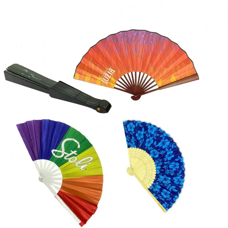 Spanish Style Colorful Plastic Custom Logo Hand Fan Folding