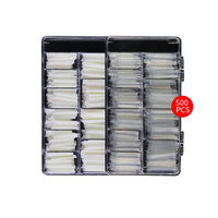 Venta al por mayor 500 unidades de puntas de uñas de gel suave ABS, tipo estiletto francés, cuadradas, en forma de ataúd, sin curva C, de media cobertura para dedo, ultrafinas, con certificación CE