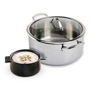 Stainless Steel Cooking <b>Pot</b> With Glass Lid And Stainless Steel Handles <b>For</b> Gas And <b>Induction</b> Stoves - Product Image 5
