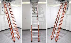 Escalera retráctil manual <span class=keywords><strong>para</strong></span> ático, montada en la pared, <span class=keywords><strong>para</strong></span> uso en interiores/exteriores de apartamentos modernos, con capacidad de carga de 500 kg. - Product Image 3
