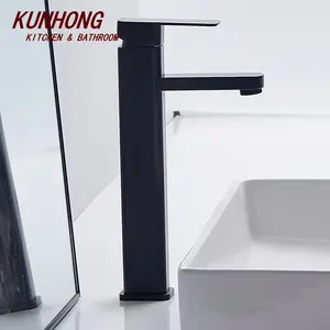 Contemporain bas prix noir mat monotrou en acier inoxydable carré bassin robinet mélangeur robinet de lavage pour salle de bain