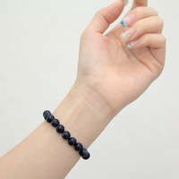 Bracelet extensible tendance avec perles en forme de boule en pierre d'or bleue naturelle |   Bracelet élastique unisexe en pierre galaxie Nuit étoilée, cadeau
