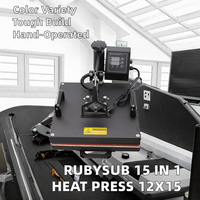 Presse à chaud manuelle combinée 15 en 1 pour sublimation thermique, imprimante à plat 12x15 pour T-shirts, état neuf, 110V/220V
