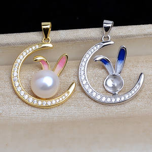 Accesorios para el Año del Conejo del Zodiaco Chino, Cadena con Colgante de Plata S925, 5340, Componentes para Joyería de Perlas con Diseño de Conejo - Product Image 2