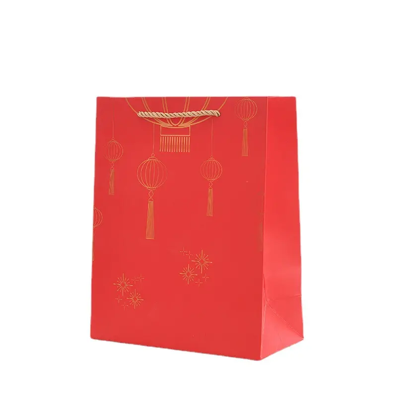 Custom Luxury Shopping Packaging Paper Bag Pink Gift Bag Chinese New Year Gift Bag