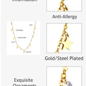 Collar con colgante de circonita y borla, chapado en oro de 18k, para mujer, joyería de moda, cadena tipo gargantilla de acero inoxidable, collar de estrella de varios estilos - Product Image 5