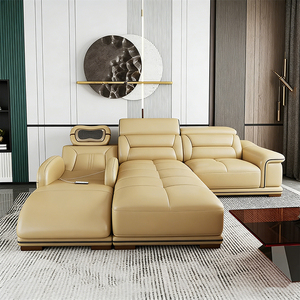 모던 마사지 가죽 모듈형 리클라이닝 섹셔널 소파 세트 (빌라 거실 가구용 소파베드 포함) - Product Image 3