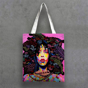 Bolso de lona con patrón de dibujos animados de los <span class=keywords><strong>pueblos</strong></span> indígenas de las mujeres de la tribu Africana popular - Product Image 6