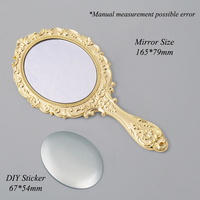Miroir de poche ovale vintage DIY avec poignée, cadre floral antique, miroir de maquillage portable rétro, cadeaux pour femmes, miroir décoratif