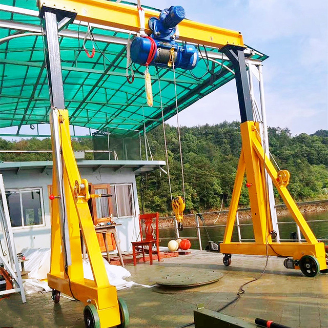 Small Single Girder Gantry Crane Mini Overhead Crane with Ground+Remote Control Bearing Components for Indoor/Outdoor Use