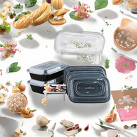 Contenants à nouilles jetables pliables personnalisables en PP, 2 à 4 compartiments, couvercles transparents, emballage alimentaire de qualité alimentaire, boîte à emporter