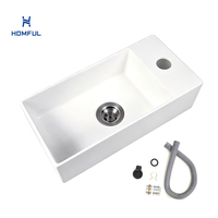 Évier de salle de bain en acrylique monobloc HOMFUL blanc avec kit de vidange intégré pour camping-car et motorhome