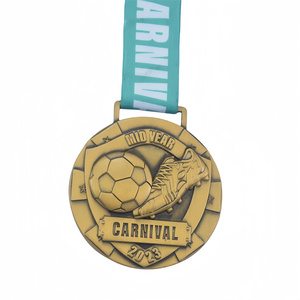 Médaille de football en or antique de <span class=keywords><strong>Malaisie</strong></span>, design en relief 3D avec poteau de but, trophée et chaussure de football pour les événements sportifs JBI - Product Image 5