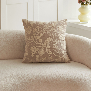 Sarung bantal bordir bunga dan burung kolibri 45x45cm, sarung bantal dekoratif musim semi - Product Image 4