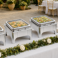 Chauffe-Plats Électrique Rectangulaire 9L en Acier Inoxydable Argent et Noir pour Buffet – Matériel de Restauration Professionnel