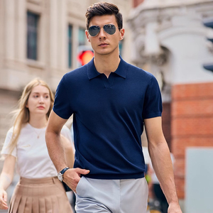 เสื้อโปโลผู้ชาย สีกรมท่า แขนสั้น ผ้าโพลีเอสเตอร์บาง ใส่ได้ทุกวัน - Product Image 1