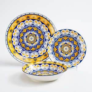 Thương Mại Nước Ngoài Xuất Khẩu Bohemian Vàng In 18 Mảnh Bộ Đồ Ăn Đặt Ánh Trăng Tấm Trái Cây Tấm Phù Hợp Với Hộ Gia Đình Bữa Ăn - Product Image 5