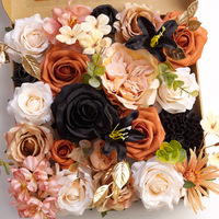Boîte de fleurs artificielles réalistes en orange d'automne, décoration de table de mariage, bouquets de fête prénatale, centres de table, arrangements