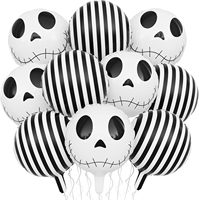 Set de Globos de Aluminio para Halloween: Esqueleto, Rayas Blancas y Negras, Pesadilla, BOO, Calabaza, Fantasma, Primer Cumpleaños, Baby Shower, Decoración para Fiestas Temáticas