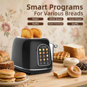 Yeni Retro 2 dilim akıllı tost OEM paslanmaz çelik elektrikli ev aletleri dokunmatik ekran ekmek kızartıcı 6 ekmek türleri ile - Product Image 3