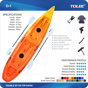 TOLEE Kayak à pédales de 12,5 pieds pour 2 personnes, coque en PEBDL avec vue dégagée pour lacs, rivières - Product Image 2