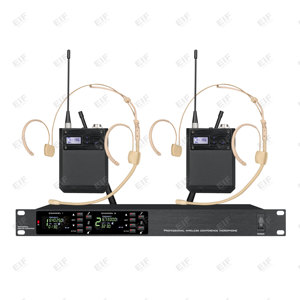 Microphone de conférence sans fil professionnel à double canal UHF avec écran LCD, micro dynamique cardioïde à réduction de bruit - Product Image 2
