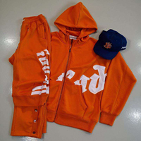 Ensemble de survêtement vintage OEM personnalisé en coton 100% pour homme, style streetwear hiver, avec sweat à capuche oversize et pantalon de jogging, broderie à fermeture éclair et patchs