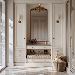 <span class=keywords><strong>Mueble</strong></span> Zapatero de Estilo Francés Tradicional Moderno para Sala de Estar, Almacenamiento Modular Personalizado para Toda la Casa con Puertas Integradas de Mimbre Tejido - Product Image 3