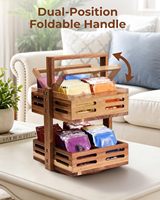Acacia Houten Thee Zakjes Organizer 360° Draaibaar Drie-Laags Opbergrek 8 Vakken Biedt Plaats aan 80+ Thee Zakjes Keuken Aanrecht Thee