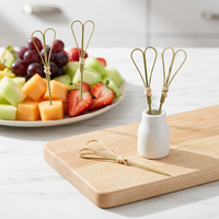 Wegwerp vierkante bamboe fruitprikkers - modern design, hoge kwaliteit, milieuvriendelijk, gestanst, voor Halloween & Kerstfeestjes