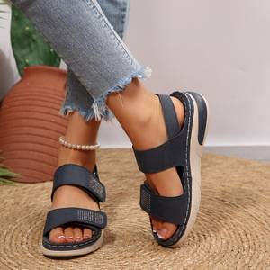 Sandali <span class=keywords><strong>con</strong></span> <span class=keywords><strong>Zeppa</strong></span> Sportivi da Donna Taglie Forti, Nuovi, <span class=keywords><strong>con</strong></span> Punta Aperta e Cinturino Regolabile, Comodi per l'Estate - Product Image 4