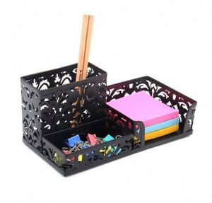 Metal Desk <b>Organizer</b> 3 Compartment Pen Holder for Desk Office Supplies Caddy with Sticky Notes Holder - Product Image 2