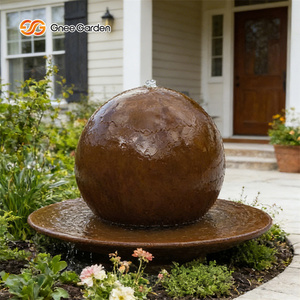 Fontaine à eau en acier corten personnalisable GNEE, rouge rouillé, résistante aux intempéries, moderne, pour jardin extérieur, montage au sol - Product Image 4