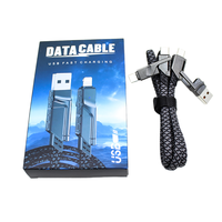 Cable de carga USB 4 en 1, diseño de cabeza doble trenzado de nailon personalizado con tipo C para dispositivos múltiples