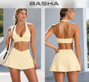 BASHAsports Damen Tennis-Skort 2-in-1 Hochgeschnittener Schnelltrocknender Sportrock mit Eingebauten Shorts für Golf, Laufen und Workout - Product Image 1