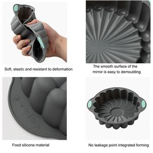 Moules à gâteau cannelés en silicone sans BPA, moules à gelée, ensemble de moules à pâtisserie tubulaires pour la pâtisserie maison, gris - Product Image 2