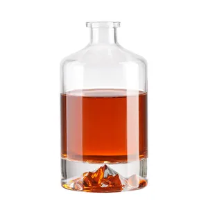 wholesale 500ml 700ml 750ml round glass bottle vodka gin whisky liquor empty transparent glass bottle with cork
