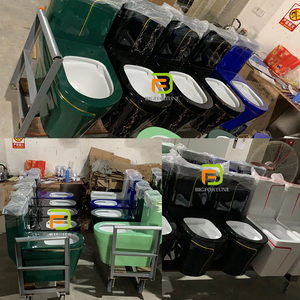 豪华洁具金线抽水马桶黑色陶瓷马桶来样定做浴室陶瓷圆形一体马桶马桶 - Product Image 5