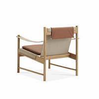 Nouveau fauteuil de salon ergonomique de style chinois moderne, fait main, écologique, avec revêtement en lin doux et cadre en bois durable, inclinable