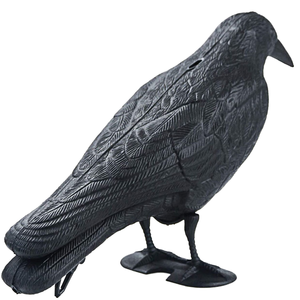 Support d'effaroucheur d'oiseaux de jardin en plastique noir avec ornement de leurre de corbeau pour les tactiques de peur et la chasse - Product Image 2