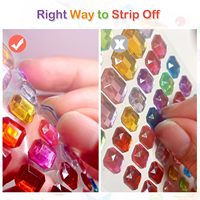 Autocollants de dessins animés en gemmes autocollantes pour enfants, autocollants 3D colorés DIY, strass pour nail art