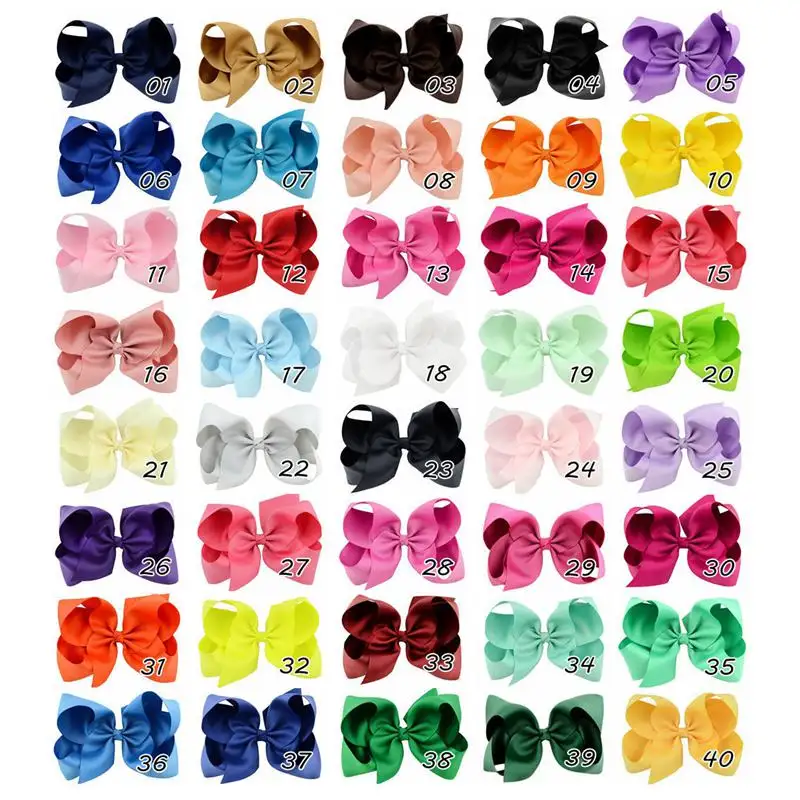 Y107231 New 6" Large Hair Bows With Clips For Children Handmade Grosgrain Ribbon Hairbow Baby Hair Bow Accessories 40Colors