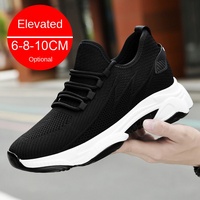 Chaussures de sport décontractées unisexes pour hommes, respirantes, à bout rond, avec une hauteur accrue de 10 cm, en maille invisible, tige en maille tricotée, semelle intérieure en EVA
