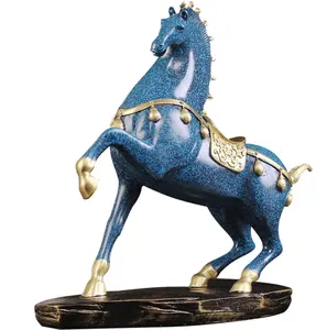 Абстрактная Смола домашний декор скульптура синяя бегущая Лошадь статуя украшения ручная работа